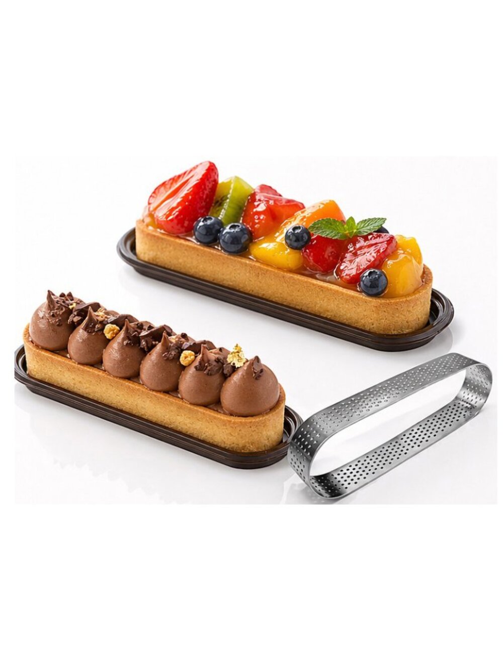 NIB 15-Piece Professional Oval Perforated Tartlet Mold Set - Picture 6 of 12